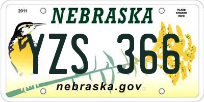 NE license plate YZS366