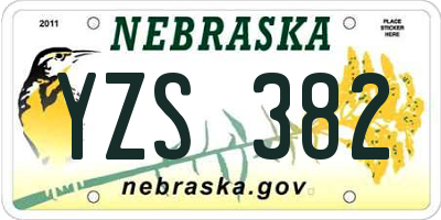 NE license plate YZS382