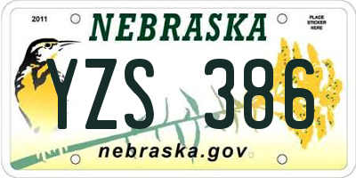 NE license plate YZS386