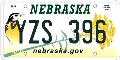 NE license plate YZS396