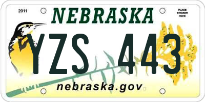 NE license plate YZS443