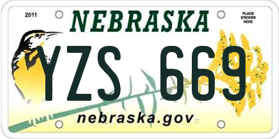 NE license plate YZS669