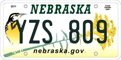 NE license plate YZS809