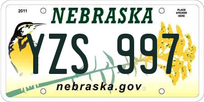 NE license plate YZS997