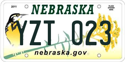 NE license plate YZT023