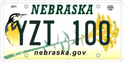 NE license plate YZT100