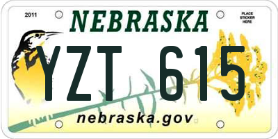 NE license plate YZT615