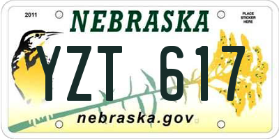NE license plate YZT617