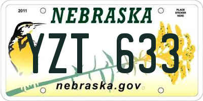 NE license plate YZT633