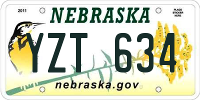 NE license plate YZT634