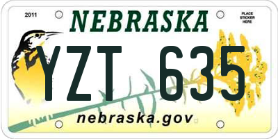 NE license plate YZT635