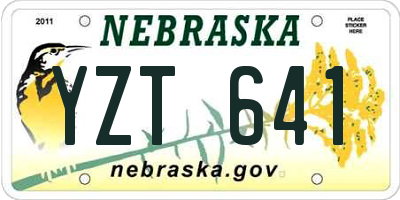 NE license plate YZT641
