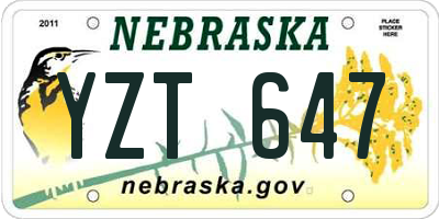 NE license plate YZT647
