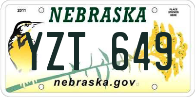 NE license plate YZT649
