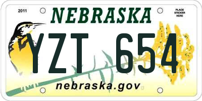 NE license plate YZT654