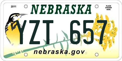 NE license plate YZT657