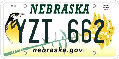 NE license plate YZT662