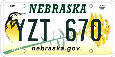 NE license plate YZT670