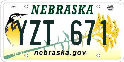 NE license plate YZT671