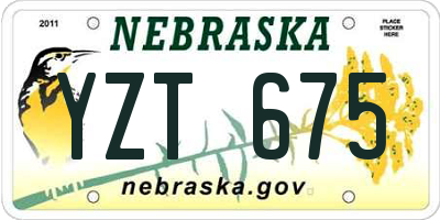 NE license plate YZT675