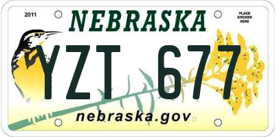 NE license plate YZT677