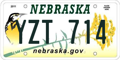 NE license plate YZT714