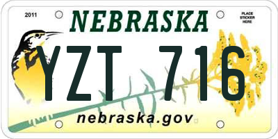 NE license plate YZT716