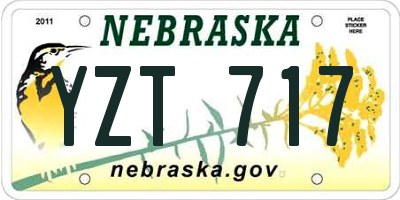 NE license plate YZT717
