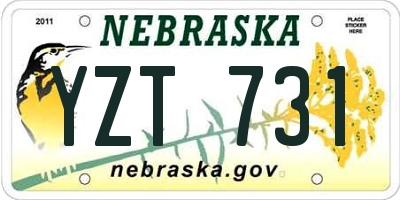 NE license plate YZT731