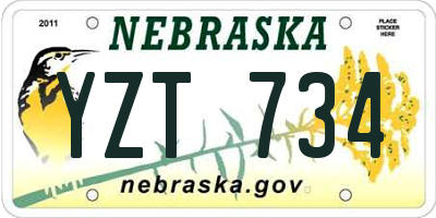 NE license plate YZT734
