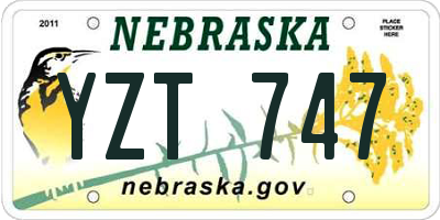NE license plate YZT747