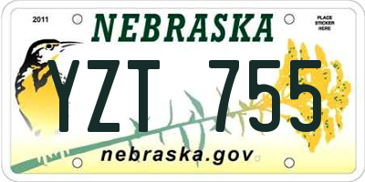 NE license plate YZT755