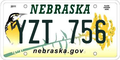 NE license plate YZT756