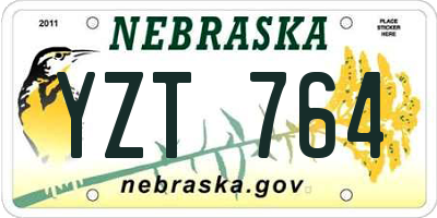 NE license plate YZT764
