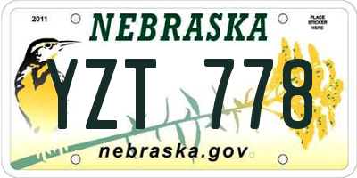 NE license plate YZT778