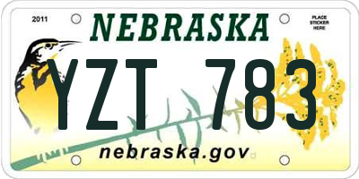 NE license plate YZT783
