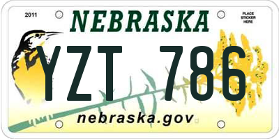 NE license plate YZT786