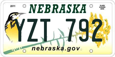 NE license plate YZT792