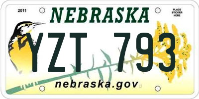 NE license plate YZT793