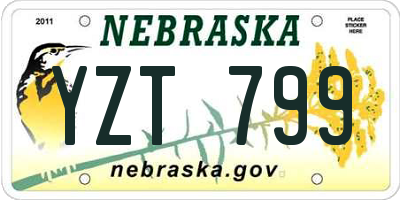 NE license plate YZT799