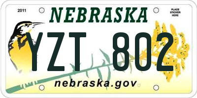 NE license plate YZT802