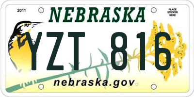 NE license plate YZT816