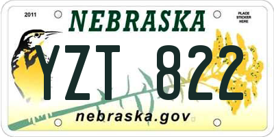 NE license plate YZT822