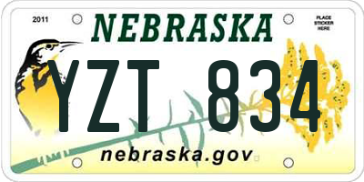 NE license plate YZT834