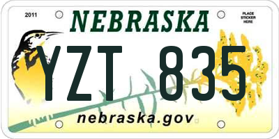 NE license plate YZT835