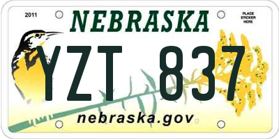 NE license plate YZT837