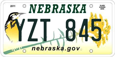NE license plate YZT845