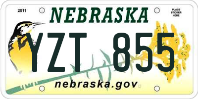 NE license plate YZT855