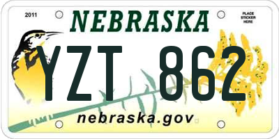 NE license plate YZT862