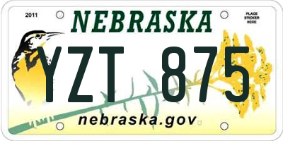 NE license plate YZT875